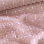 Premium Linen Stripes & Checks Fabric Dusty Pink & White Checks 60 LEA Linen Fabric