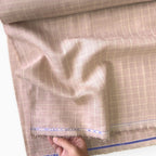 Premium Linen Stripes & Checks Fabric Dusty Rose & Beige Checks 60 LEA Linen Fabric