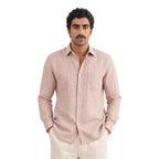 Premium Linen Stripes & Checks Fabric Dusty Rose & Beige Checks 60 LEA Linen Fabric