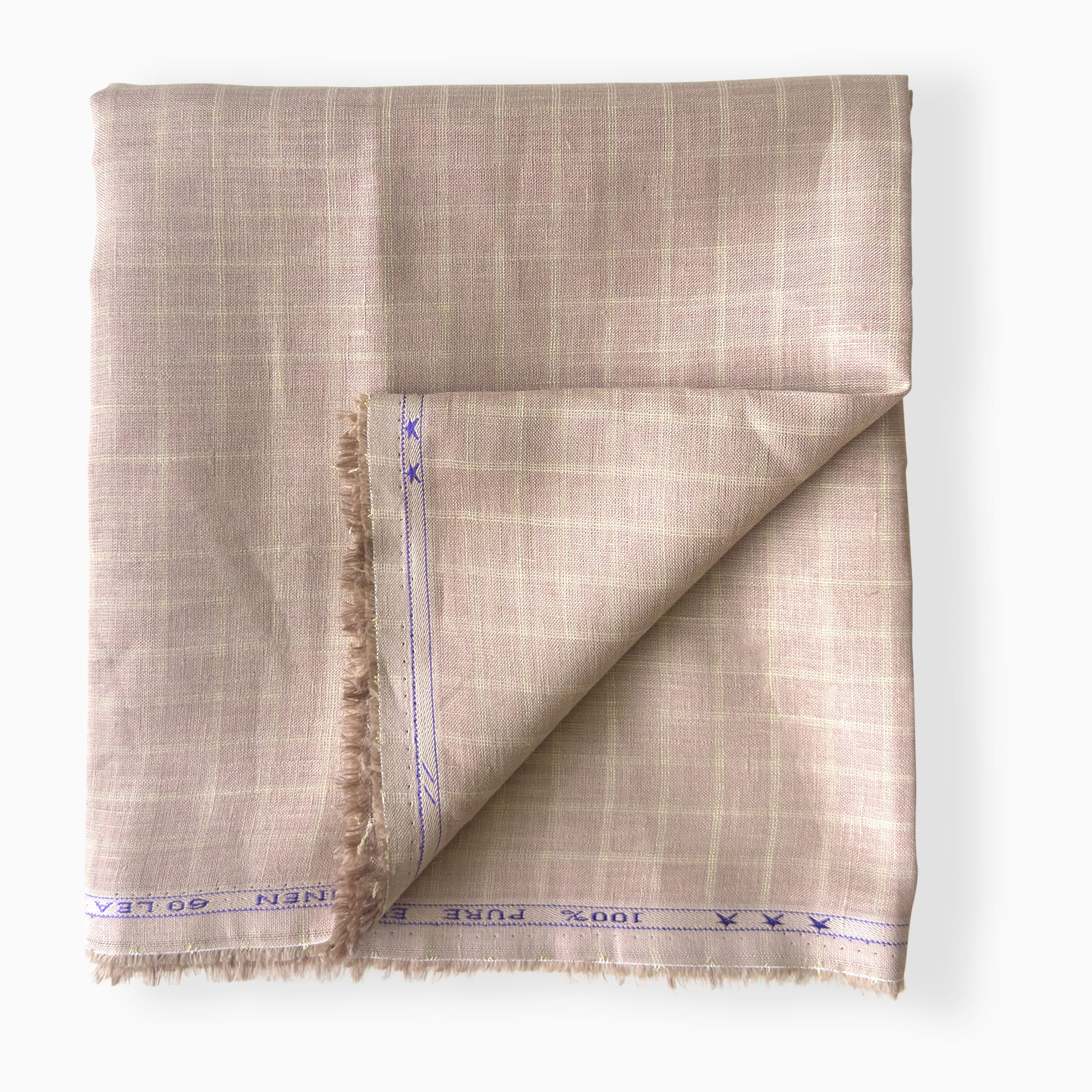 Premium Linen Stripes & Checks Fabric Dusty Rose Checks 60 Lea Pure Linen