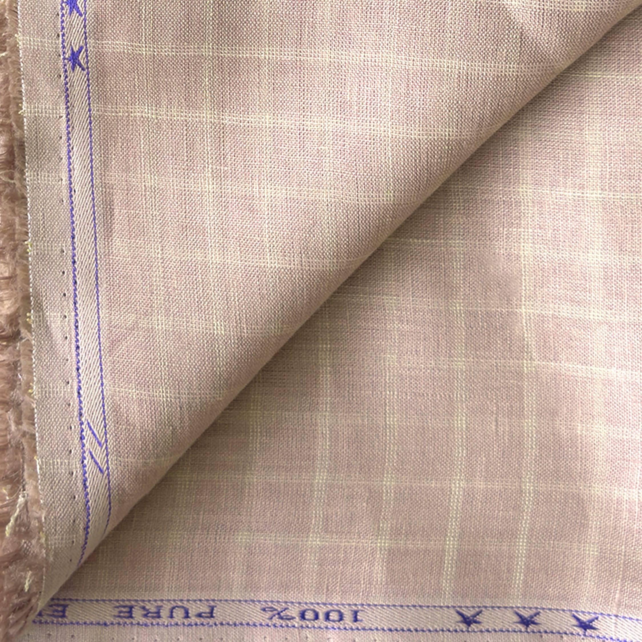 Premium Linen Stripes & Checks Fabric Dusty Rose Checks 60 Lea Pure Linen