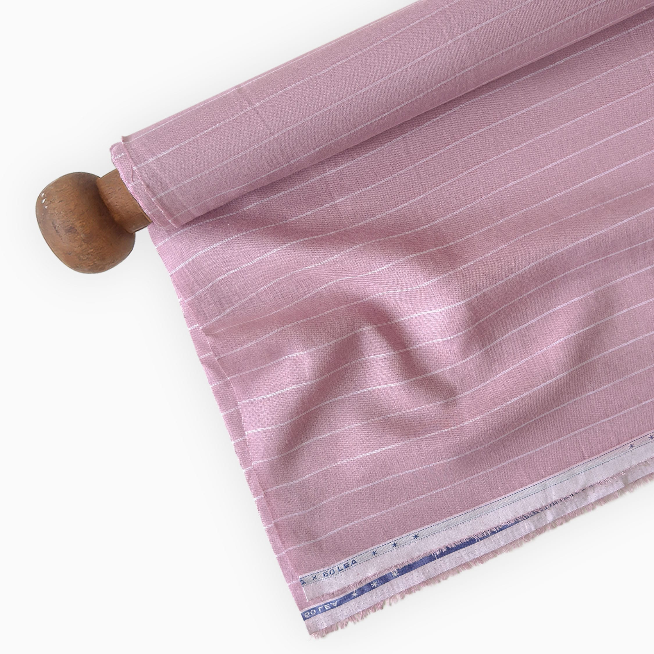 Premium Linen Stripes & Checks Fabric Dusty Rose & White Stripes 60 LEA Linen Fabric