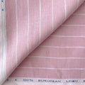 Premium Linen Stripes & Checks Fabric Dusty Rose & White Stripes 60 LEA Linen Fabric