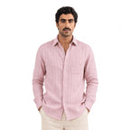 Premium Linen Stripes & Checks Fabric Dusty Rose & White Stripes 60 LEA Linen Fabric