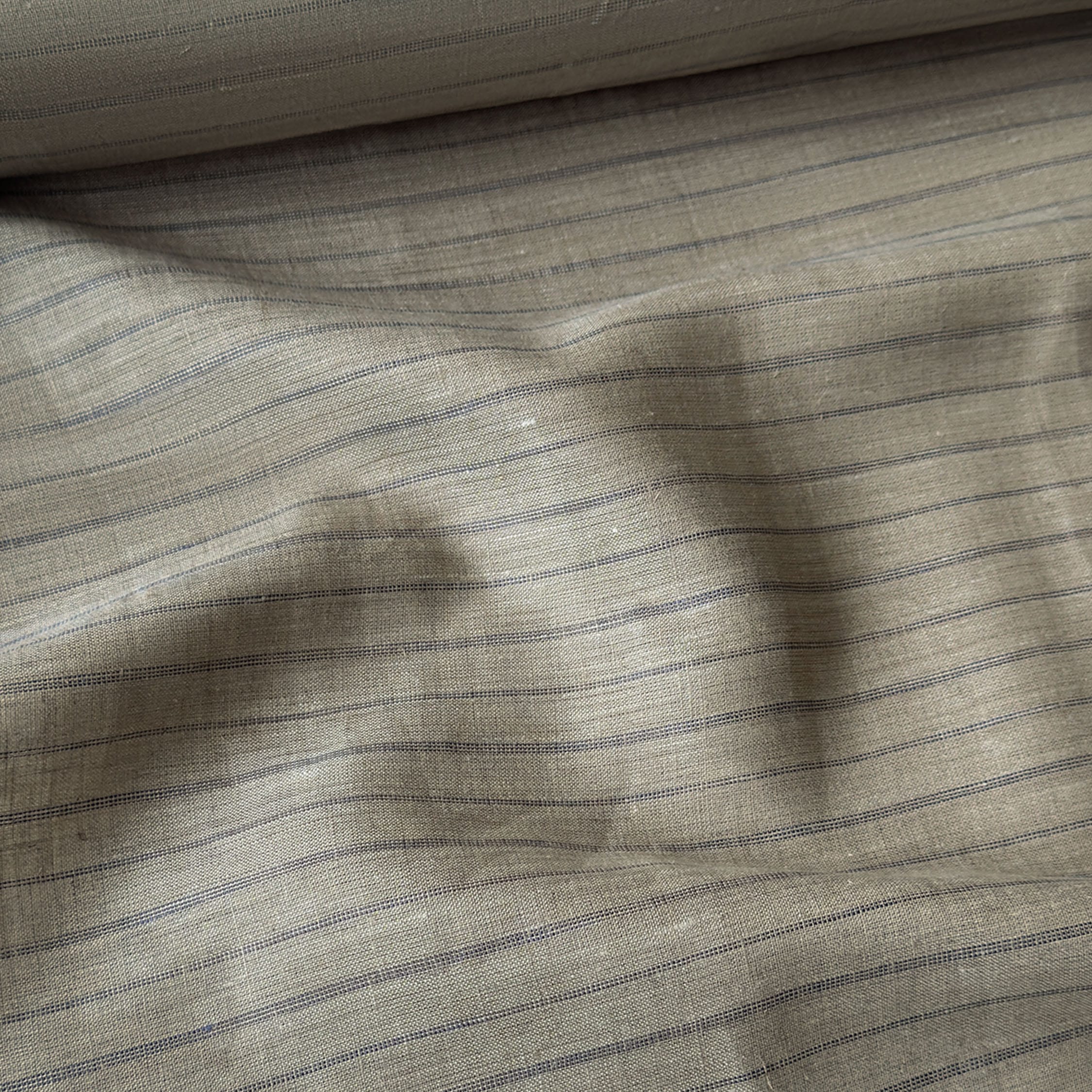 Premium Linen Stripes & Checks Fabric Earthy Brown & Violet Stripes 60 LEA Linen Fabric