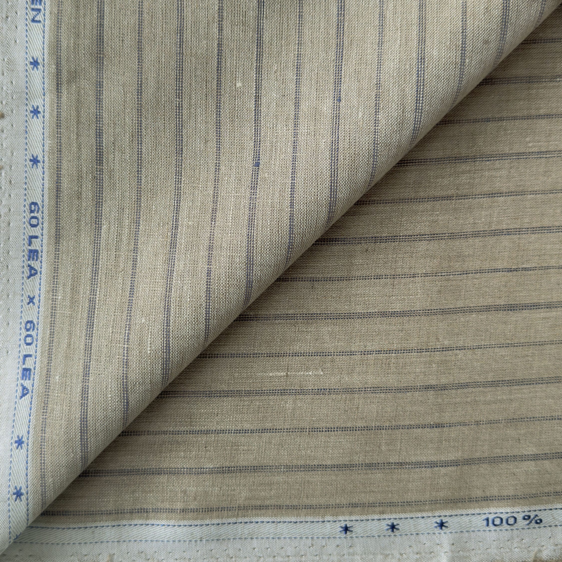 Premium Linen Stripes & Checks Fabric Earthy Brown & Violet Stripes 60 LEA Linen Fabric