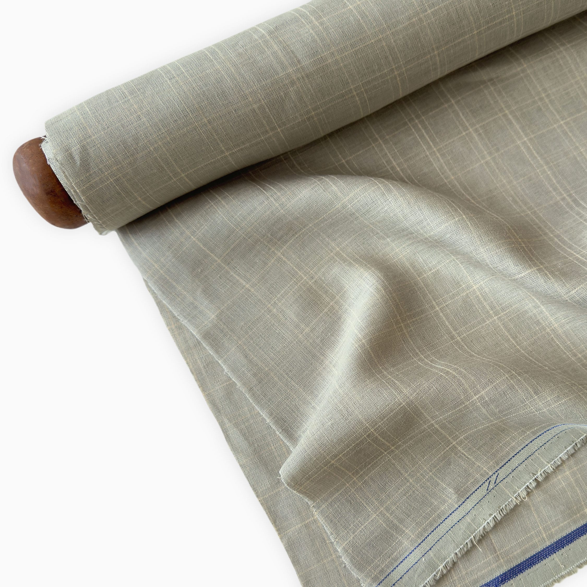 Premium Linen Stripes & Checks Fabric Earthy Grey & Beige Checks 60 LEA Linen Fabric