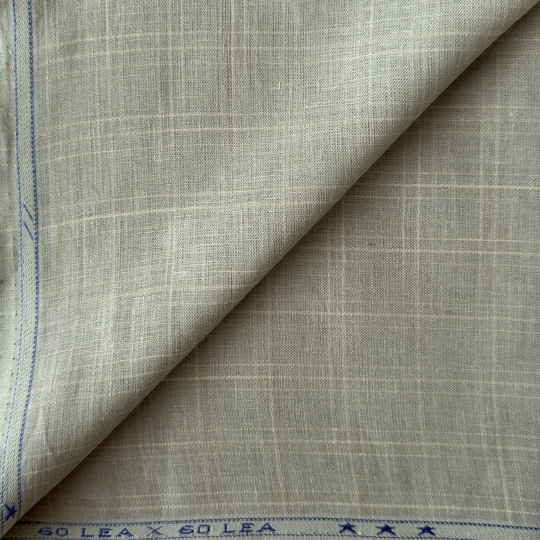 Premium Linen Stripes & Checks Fabric Earthy Grey & Beige Checks 60 LEA Linen Fabric