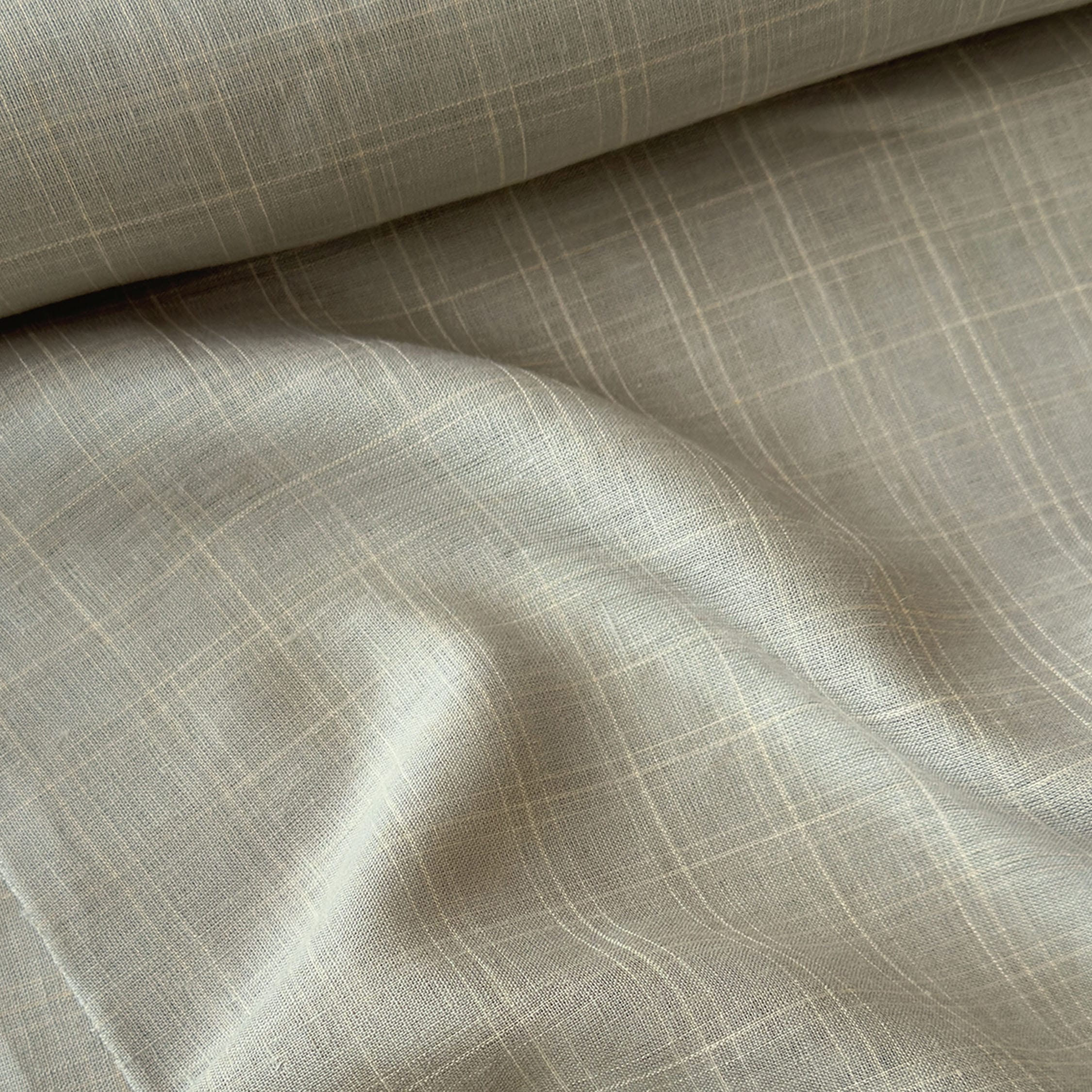 Premium Linen Stripes & Checks Fabric Earthy Grey & Beige Checks 60 LEA Linen Fabric