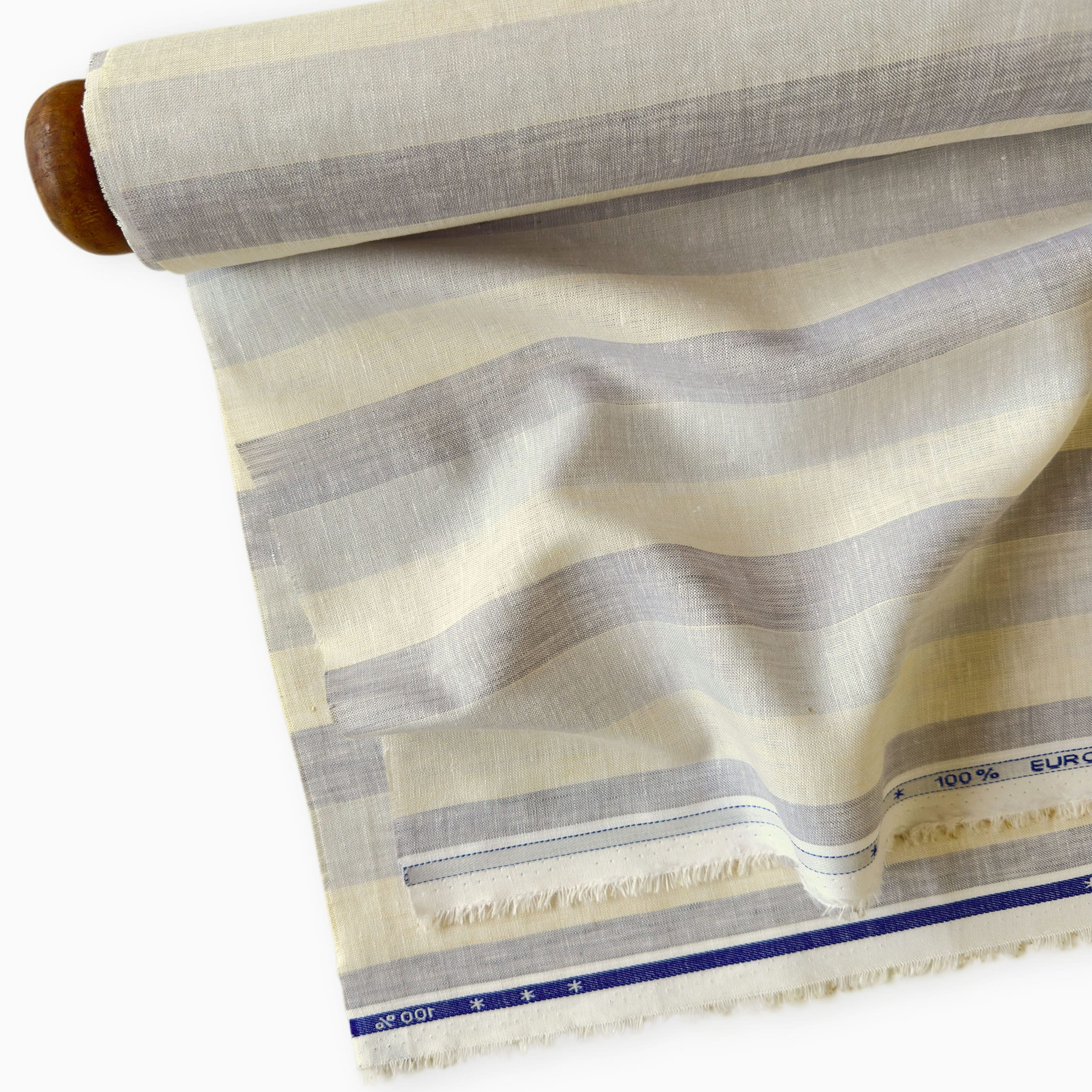 Premium Linen Stripes & Checks Fabric Grey & Beige Stripes 60 LEA Linen Fabric