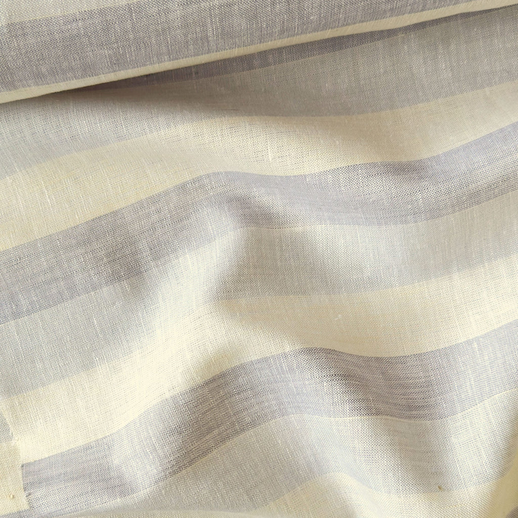 Premium Linen Stripes & Checks Fabric Grey & Beige Stripes 60 LEA Linen Fabric