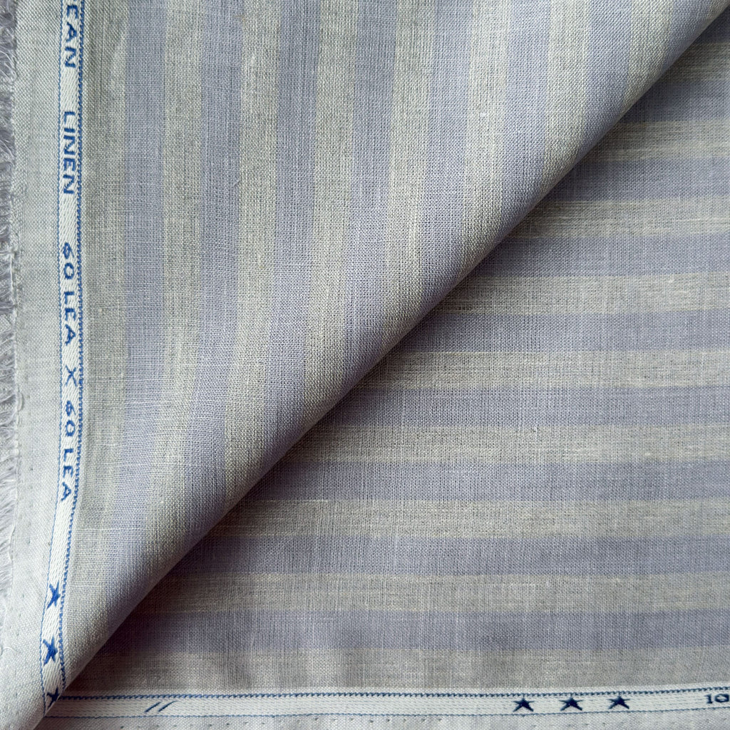 Premium Linen Stripes & Checks Fabric Lavender & Grey Blue Stripes 60 LEA Linen Fabric