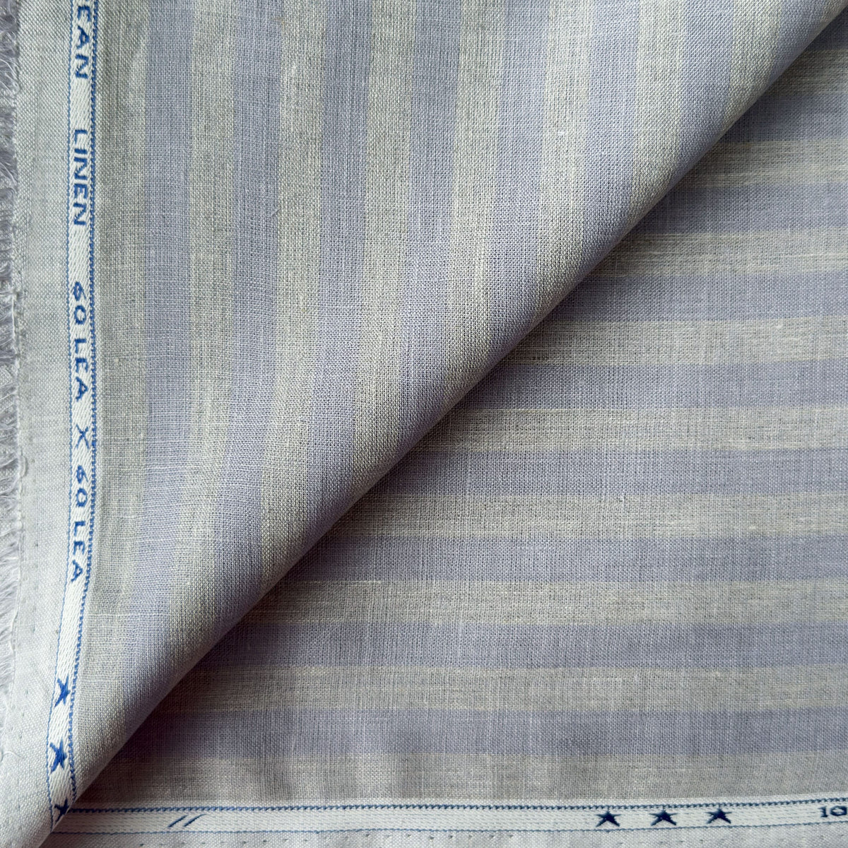Premium Linen Stripes & Checks Fabric Lavender & Grey Blue Stripes 60 LEA Linen Fabric