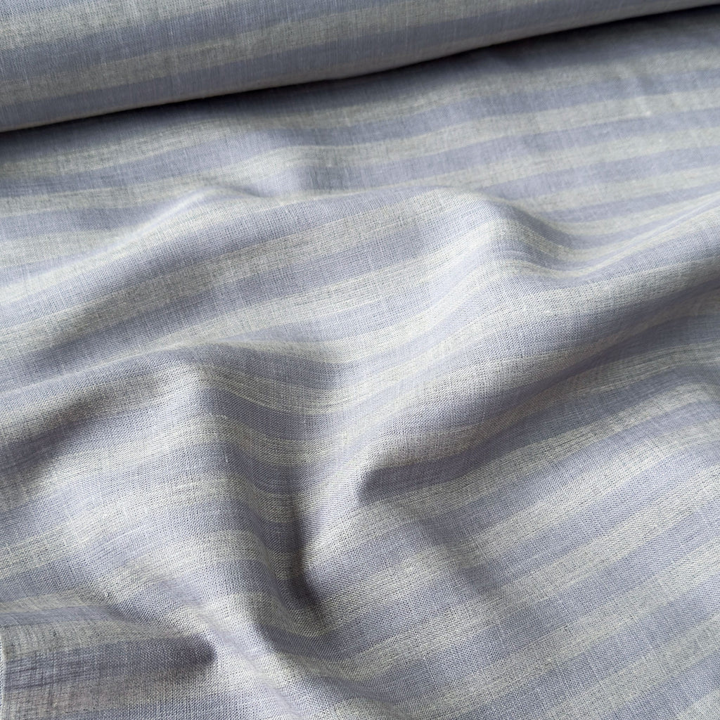 Premium Linen Stripes & Checks Fabric Lavender & Grey Blue Stripes 60 LEA Linen Fabric