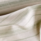 Premium Linen Stripes & Checks Fabric Light Beige & Tea Green Stripes 60 LEA Linen Fabric