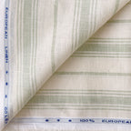 Premium Linen Stripes & Checks Fabric Light Beige & Tea Green Stripes 60 LEA Linen Fabric
