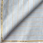Premium Linen Stripes & Checks Fabric Light Denim & Brown Stripes 60 LEA Linen Fabric