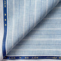 Premium Linen Stripes & Checks Fabric Light Denim & White-Blue Stripes 60 LEA Linen Fabric