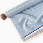 Premium Linen Stripes & Checks Fabric Light Denim & White-Blue Stripes 60 LEA Linen Fabric
