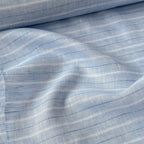 Premium Linen Stripes & Checks Fabric Light Denim & White-Blue Stripes 60 LEA Linen Fabric