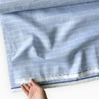Premium Linen Stripes & Checks Fabric Light Denim & White Stripes 70 LEA Linen Fabric