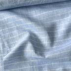 Premium Linen Stripes & Checks Fabric Light Denim & White Stripes 70 LEA Linen Fabric