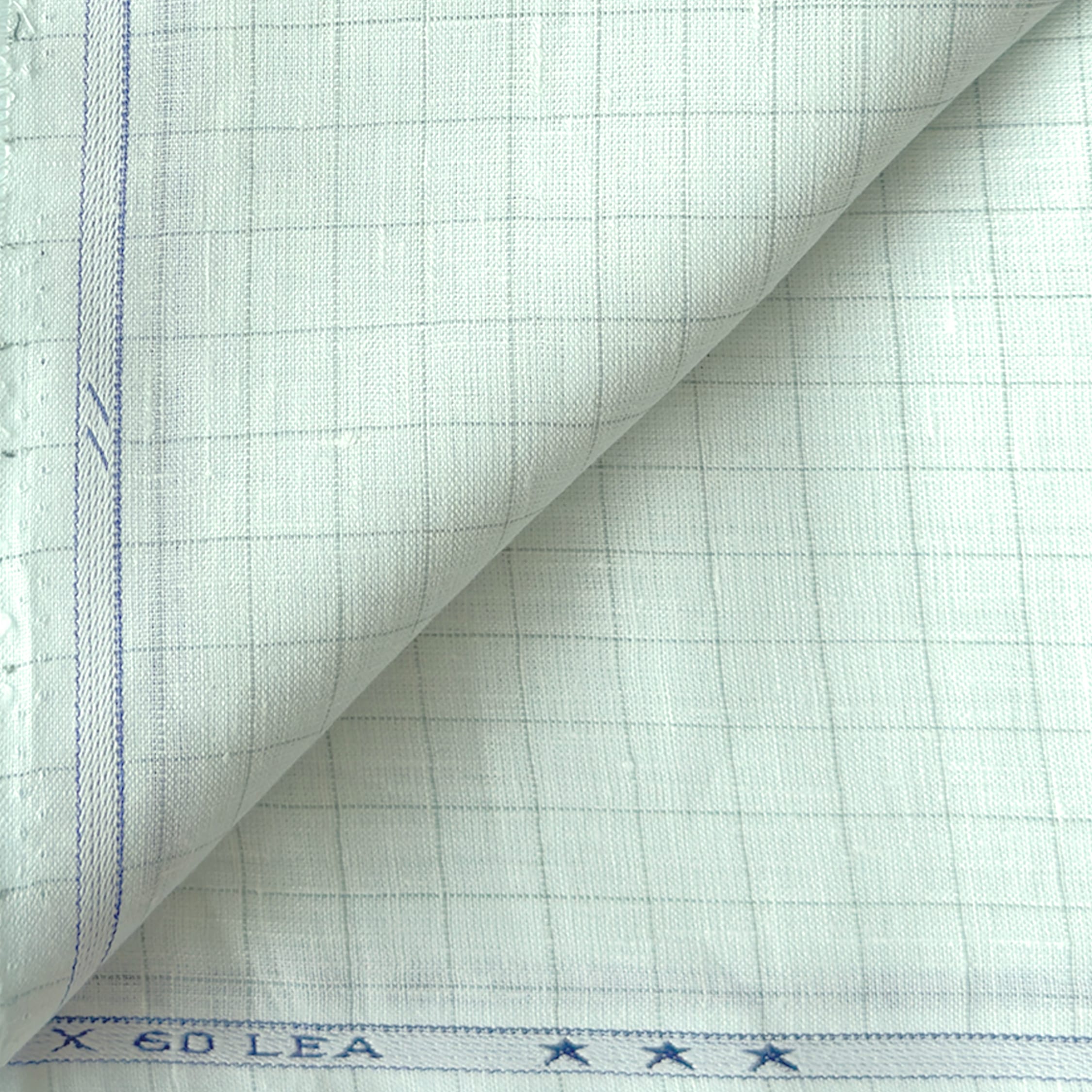 Premium Linen Stripes & Checks Fabric Light Green Checks 60 Lea Pure Linen