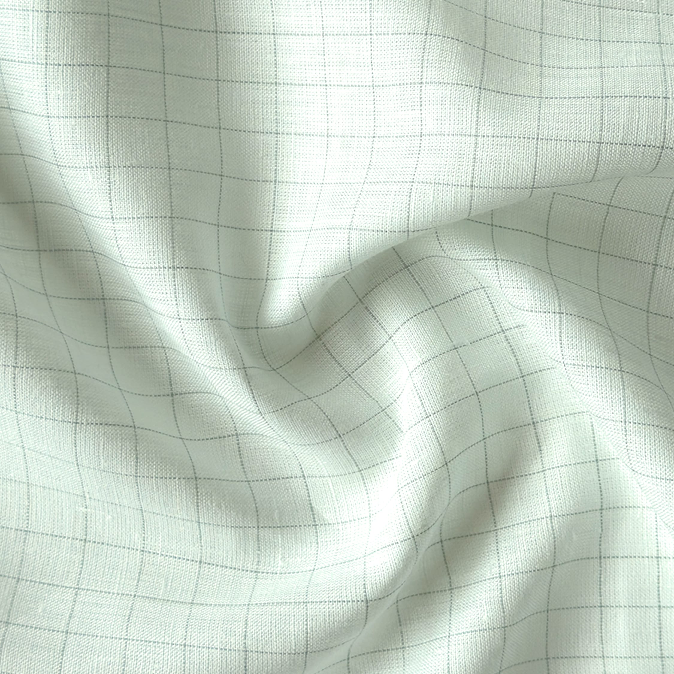 Premium Linen Stripes & Checks Fabric Light Green Checks 60 Lea Pure Linen