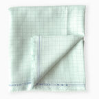 Premium Linen Stripes & Checks Fabric Light Green Checks 60 Lea Pure Linen