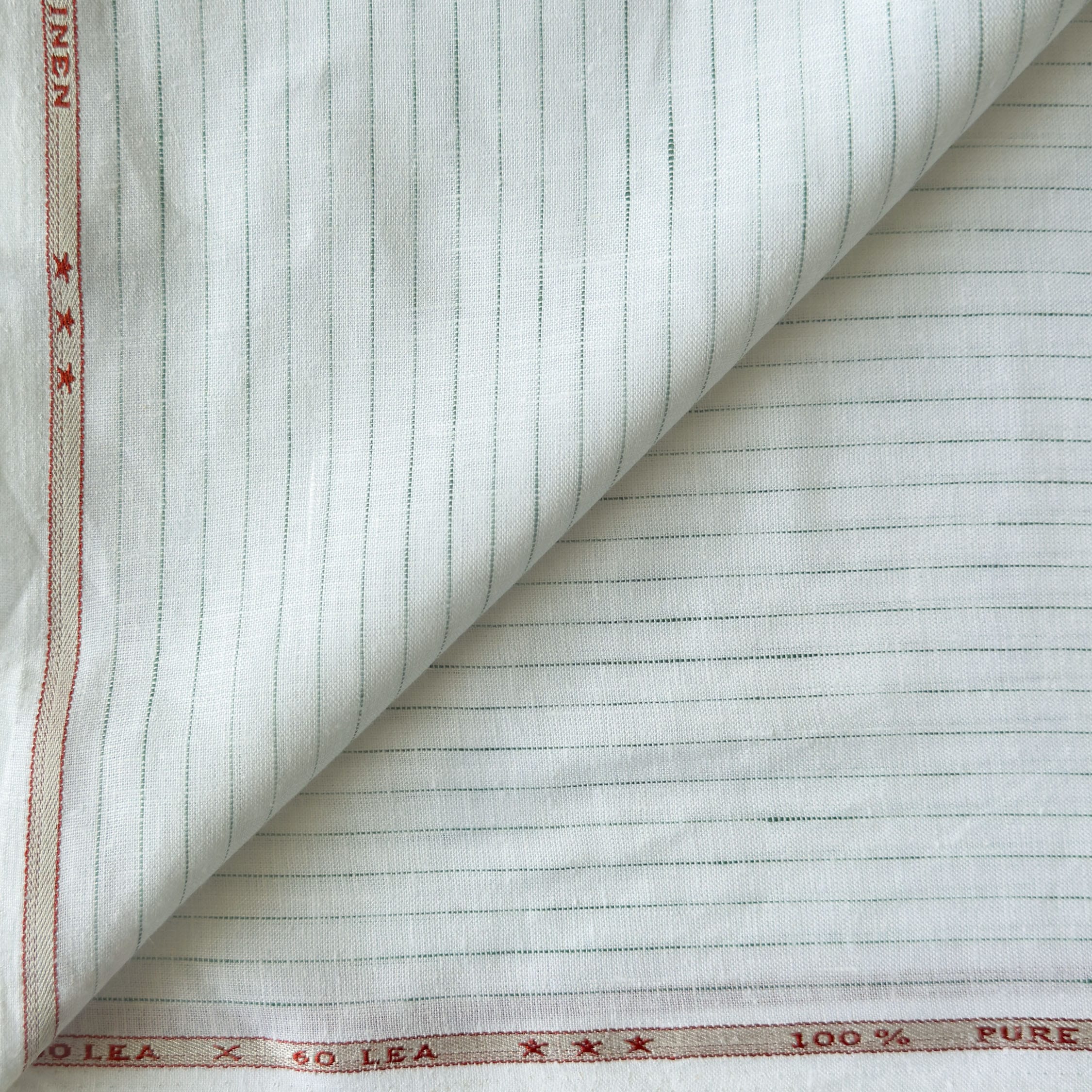 Premium Linen Stripes & Checks Fabric Light Green & Green Stripes 60 LEA Linen Fabric