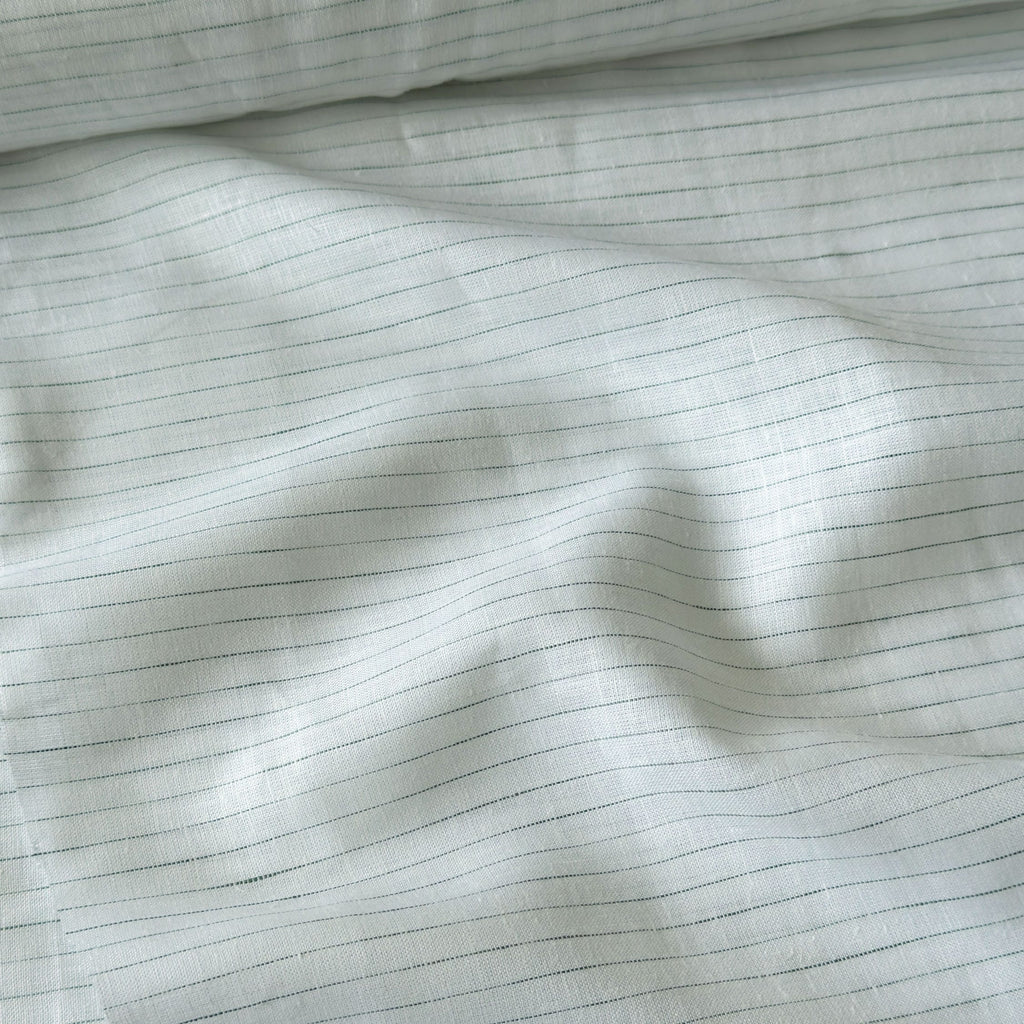 Premium Linen Stripes & Checks Fabric Light Green & Green Stripes 60 LEA Linen Fabric