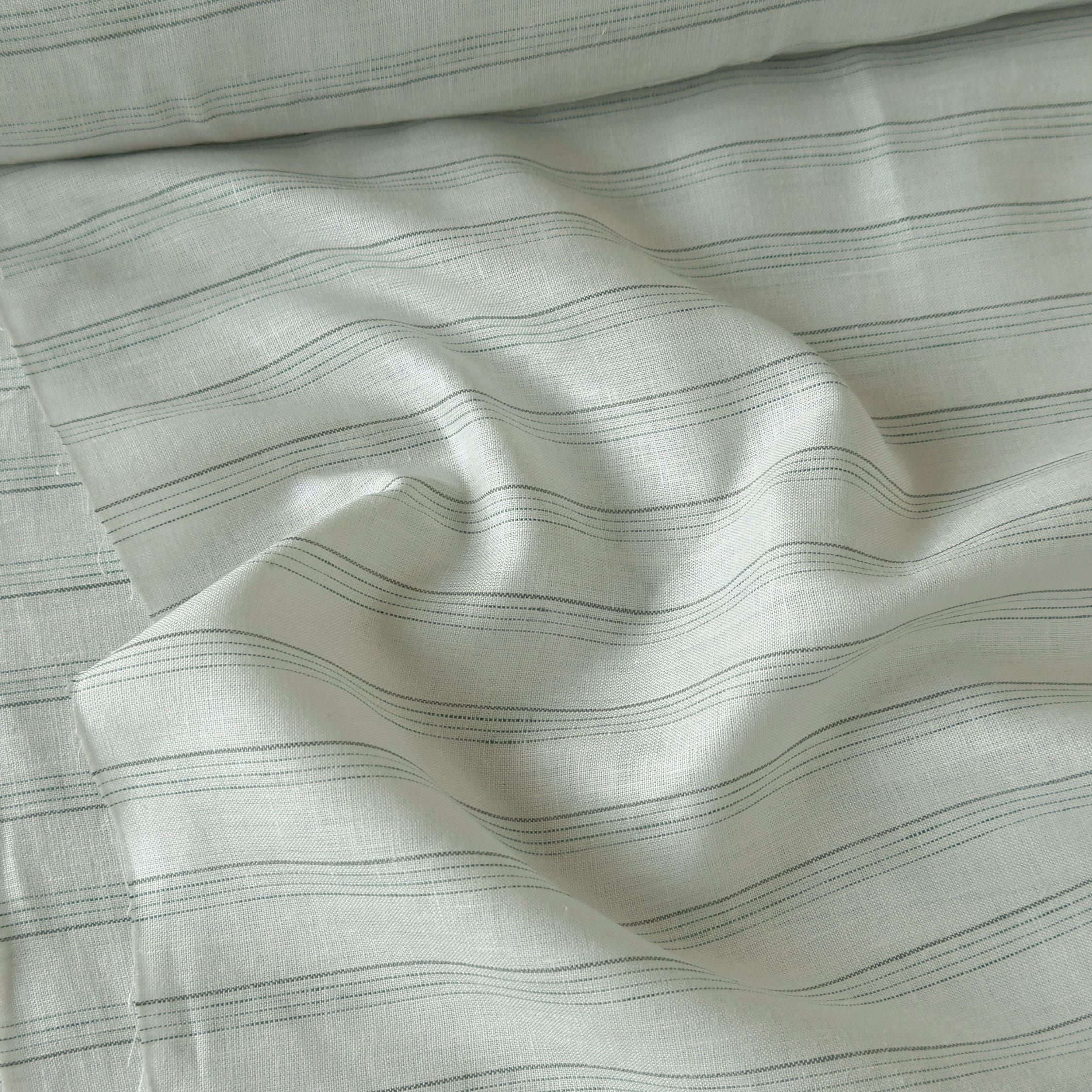 Premium Linen Stripes & Checks Fabric Light Green & Grey-Green Stripes 60 LEA Linen Fabric