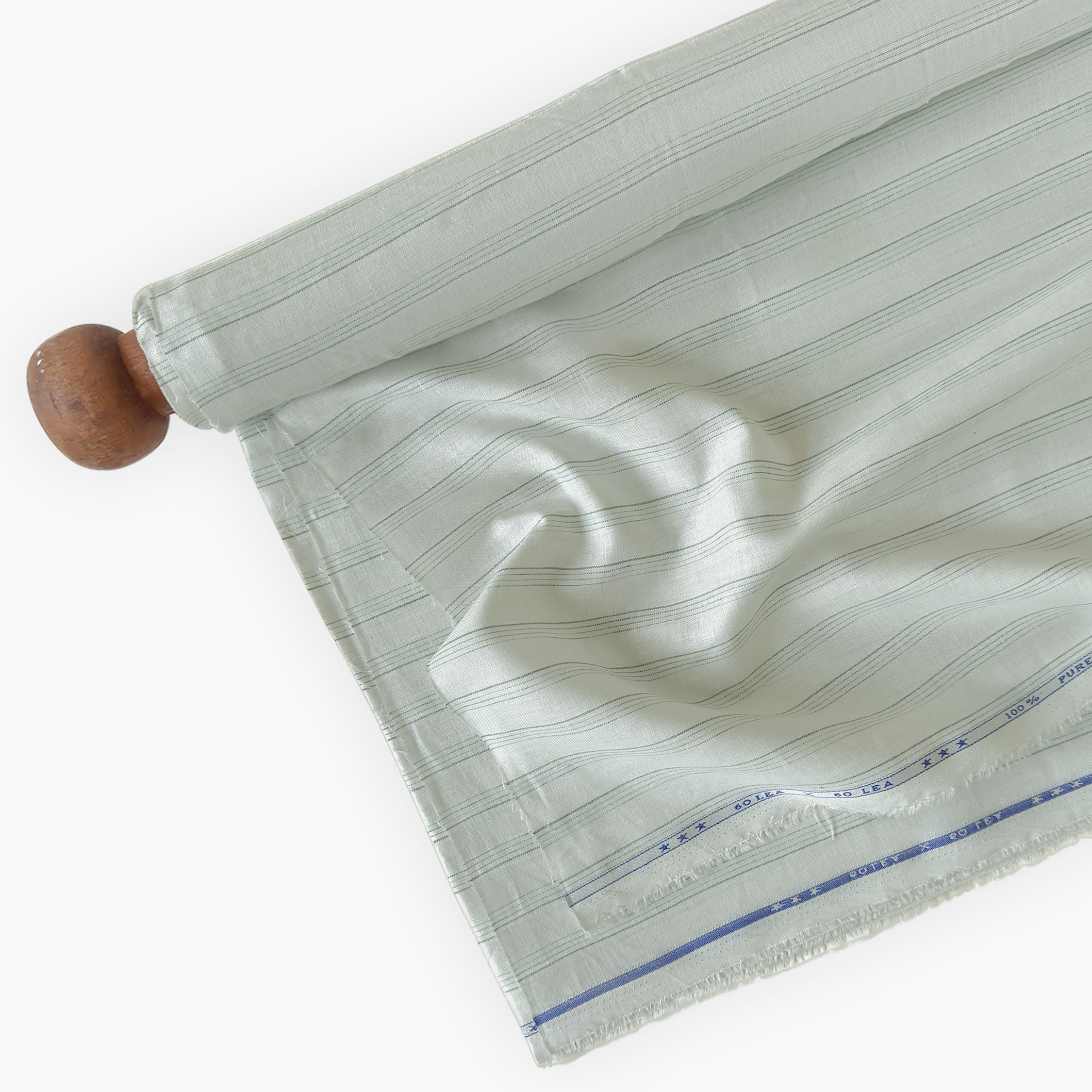 Premium Linen Stripes & Checks Fabric Light Green & Grey-Green Stripes 60 LEA Linen Fabric
