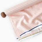Premium Linen Stripes & Checks Fabric Light Peach & White Stripes 60 LEA Linen Fabric