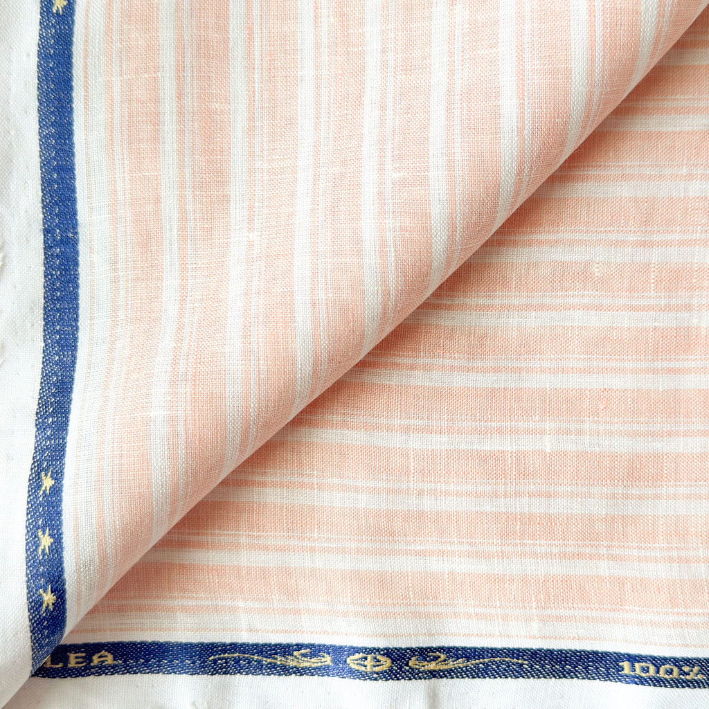 Premium Linen Stripes & Checks Fabric Light Peach & White Stripes 60 LEA Linen Fabric