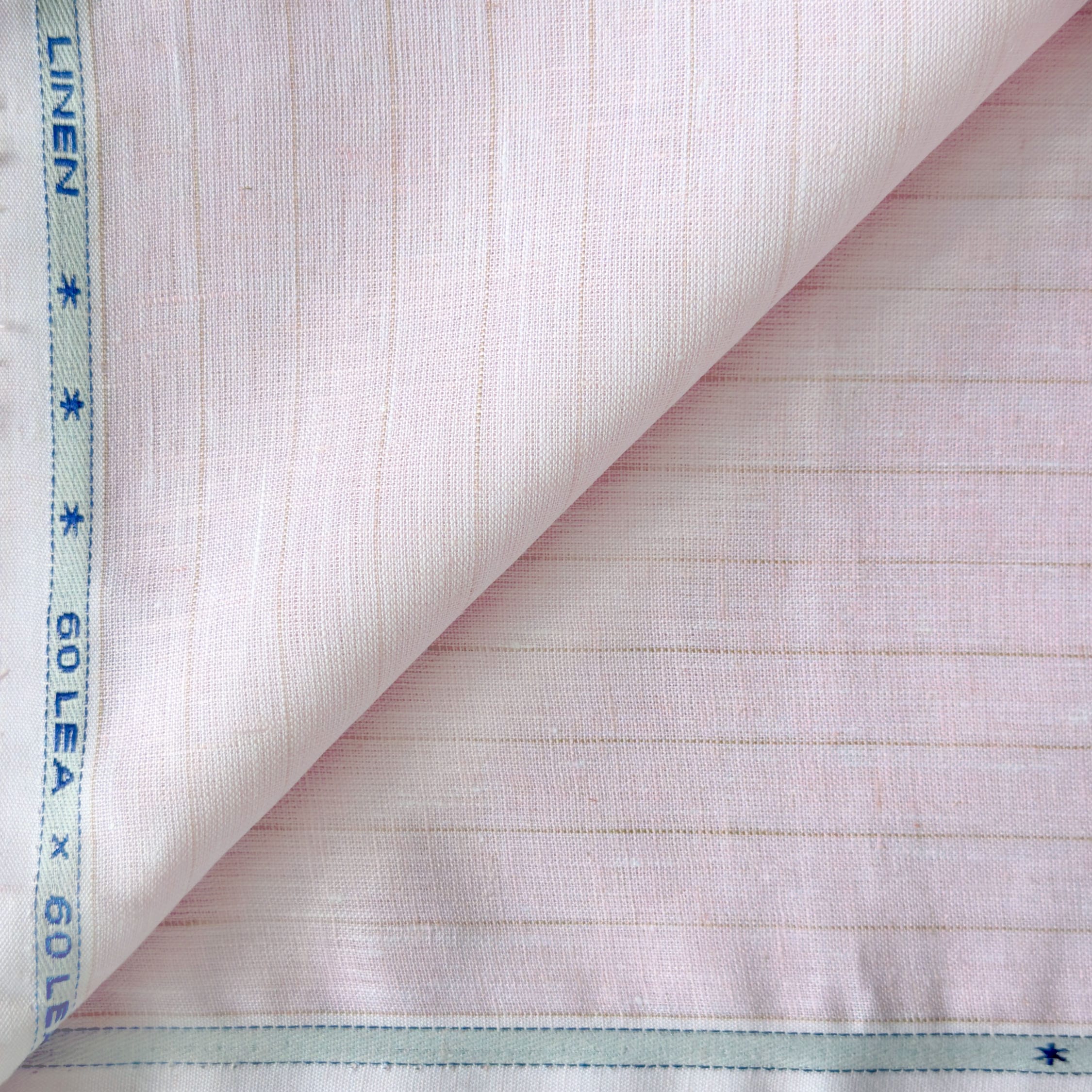 Premium Linen Stripes & Checks Fabric Light Pink & Beige Stripes 60 LEA Linen Fabric