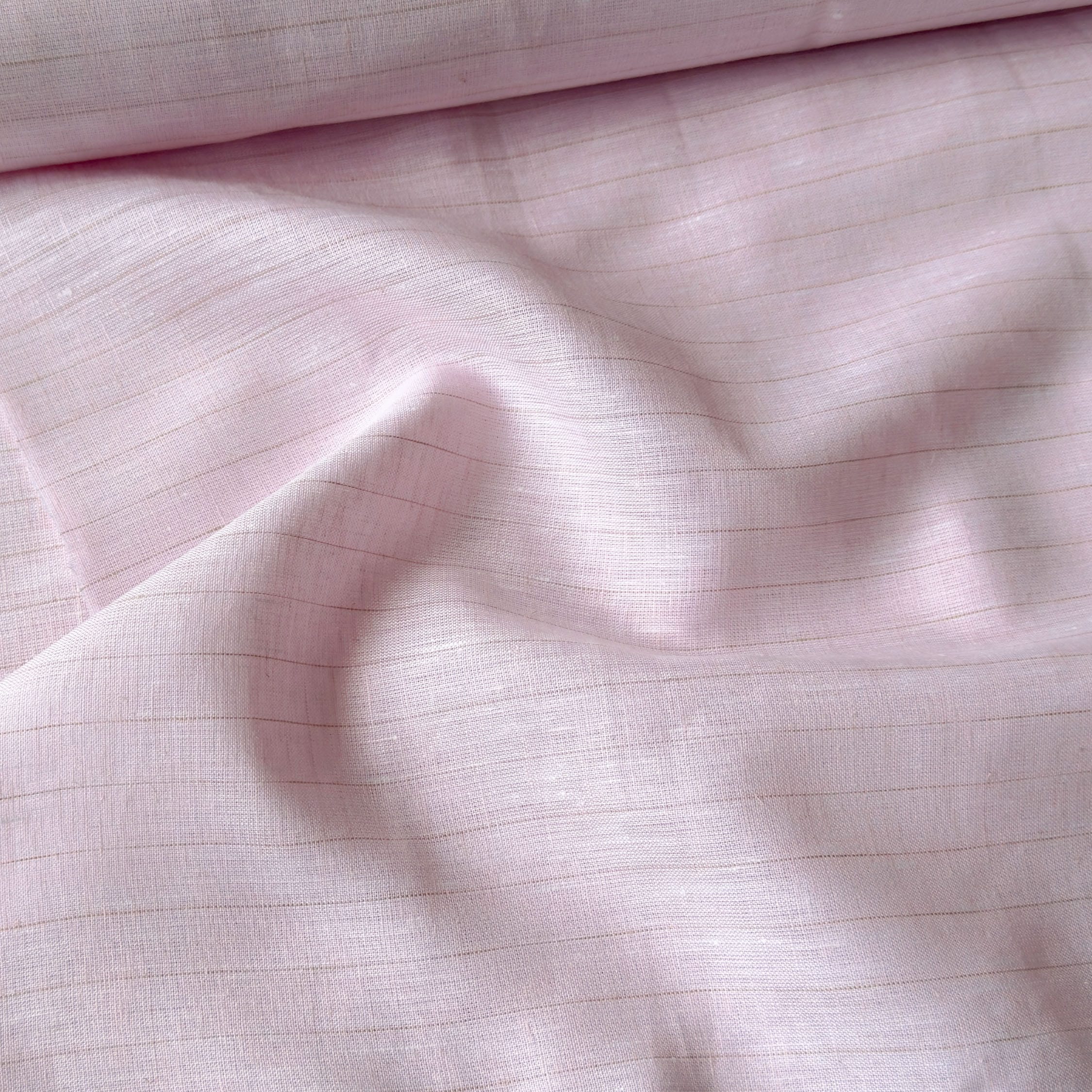 Premium Linen Stripes & Checks Fabric Light Pink & Beige Stripes 60 LEA Linen Fabric