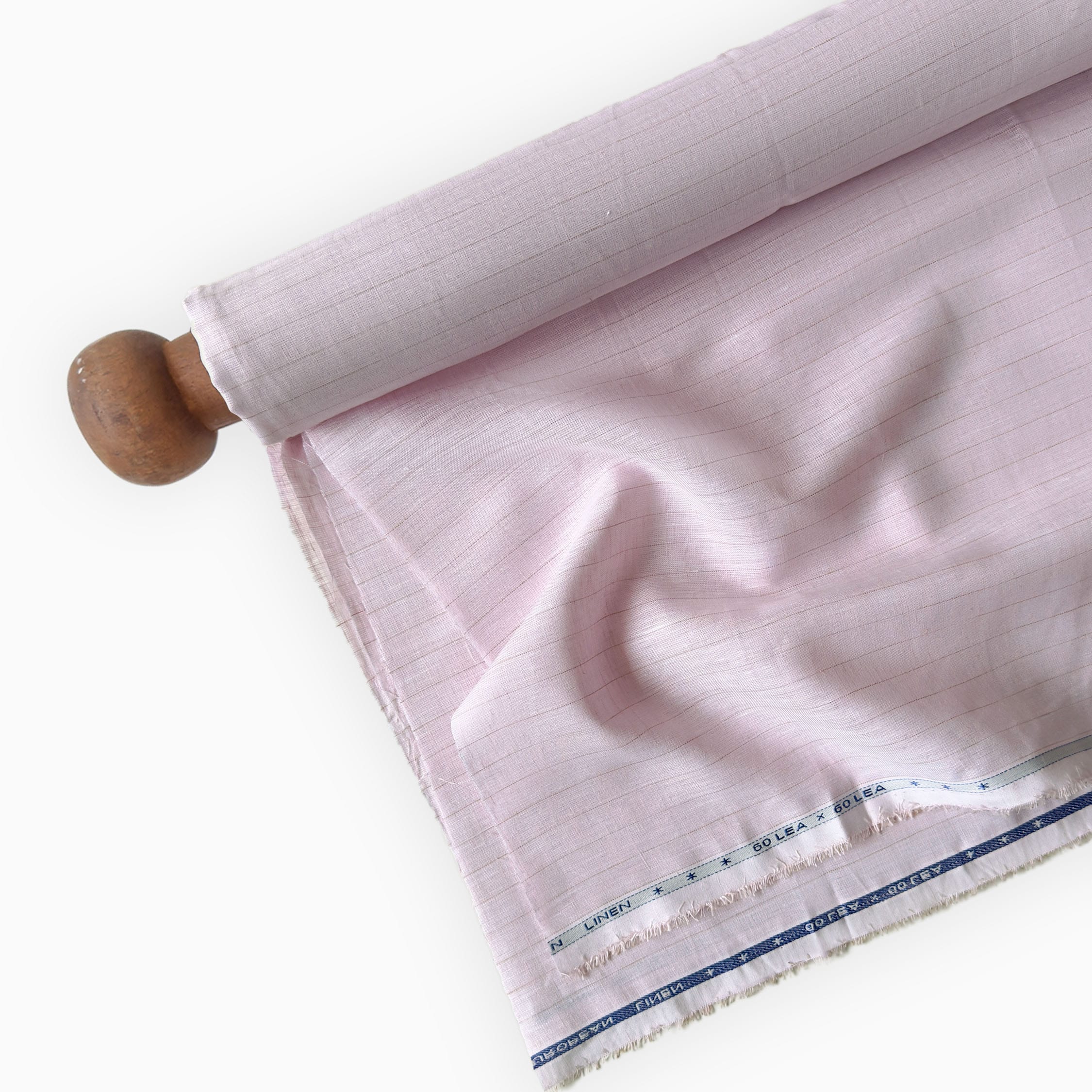 Premium Linen Stripes & Checks Fabric Light Pink & Beige Stripes 60 LEA Linen Fabric
