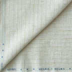 Premium Linen Stripes & Checks Fabric Natural Grey & Green-Grey Stripes 60 LEA Linen Fabric