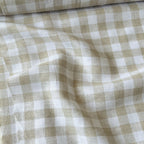 Premium Linen Stripes & Checks Fabric Natural Grey & White Checks 70 LEA Linen Fabric