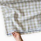 Premium Linen Stripes & Checks Fabric Natural Grey & White Checks 70 LEA Linen Fabric