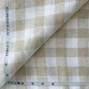 Premium Linen Stripes & Checks Fabric Natural Grey & White Checks 70 LEA Linen Fabric