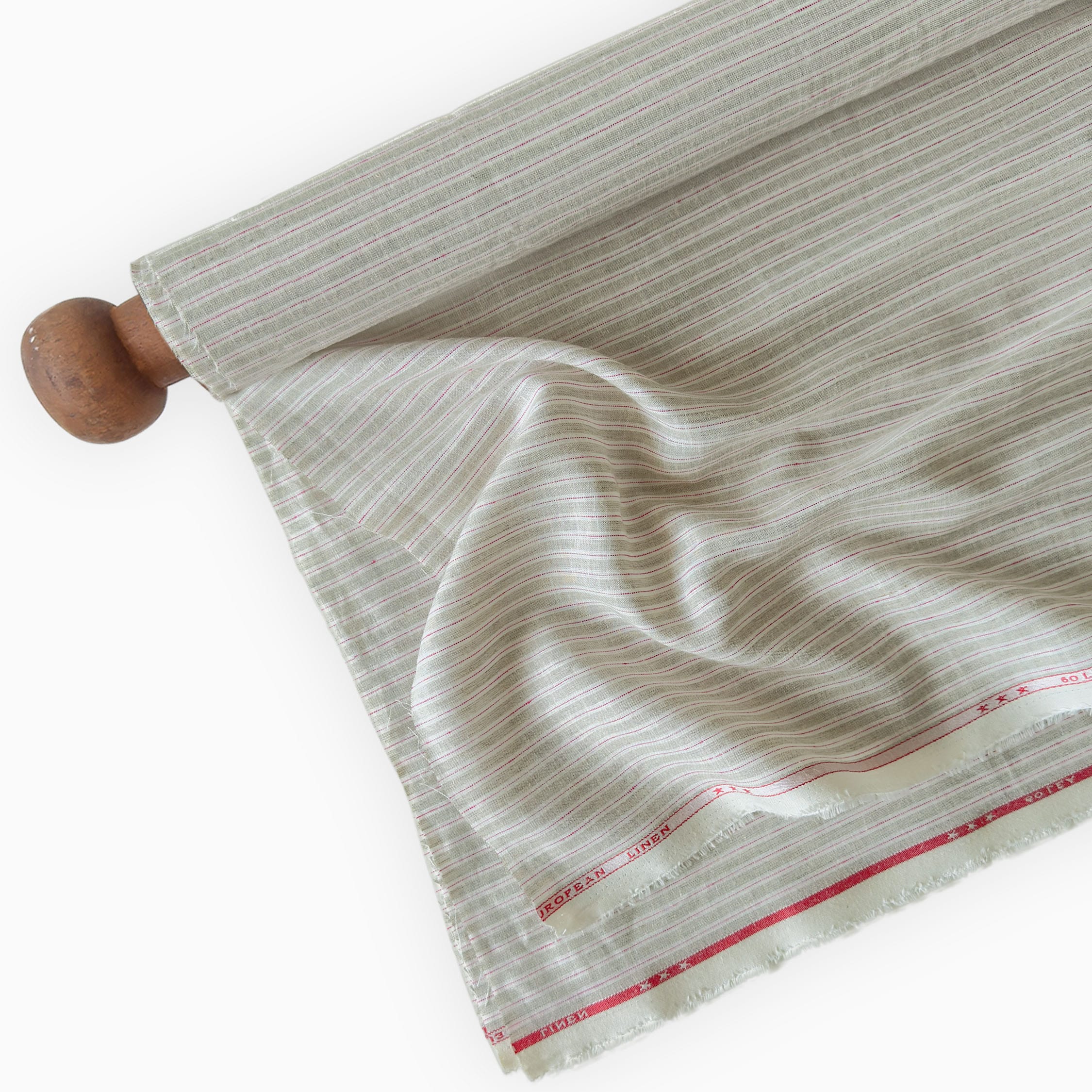 Premium Linen Stripes & Checks Fabric Natural Grey & White-Pink Stripes 60 LEA Linen Fabric