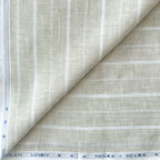 Premium Linen Stripes & Checks Fabric Natural Grey & White Stripes 70 LEA Linen Fabric