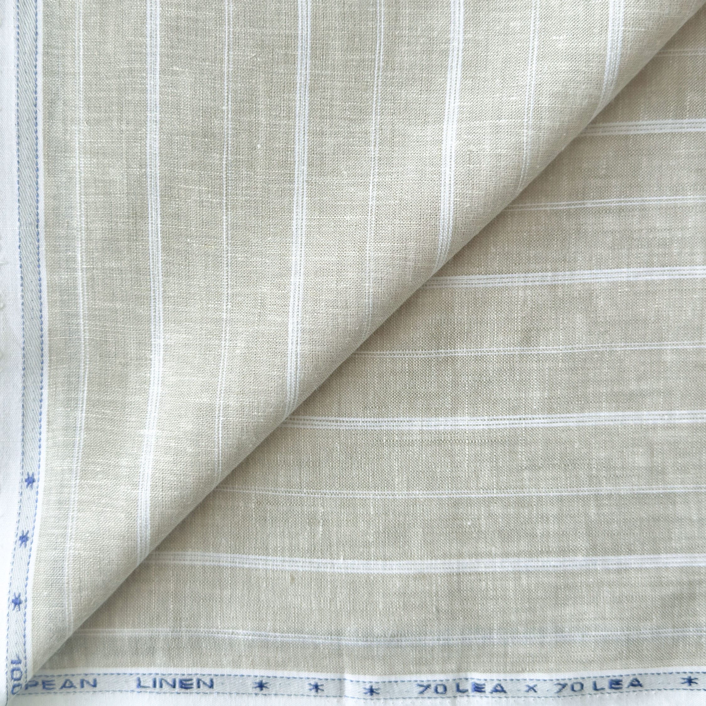 Premium Linen Stripes & Checks Fabric Natural Grey & White Stripes 70 LEA Linen Fabric