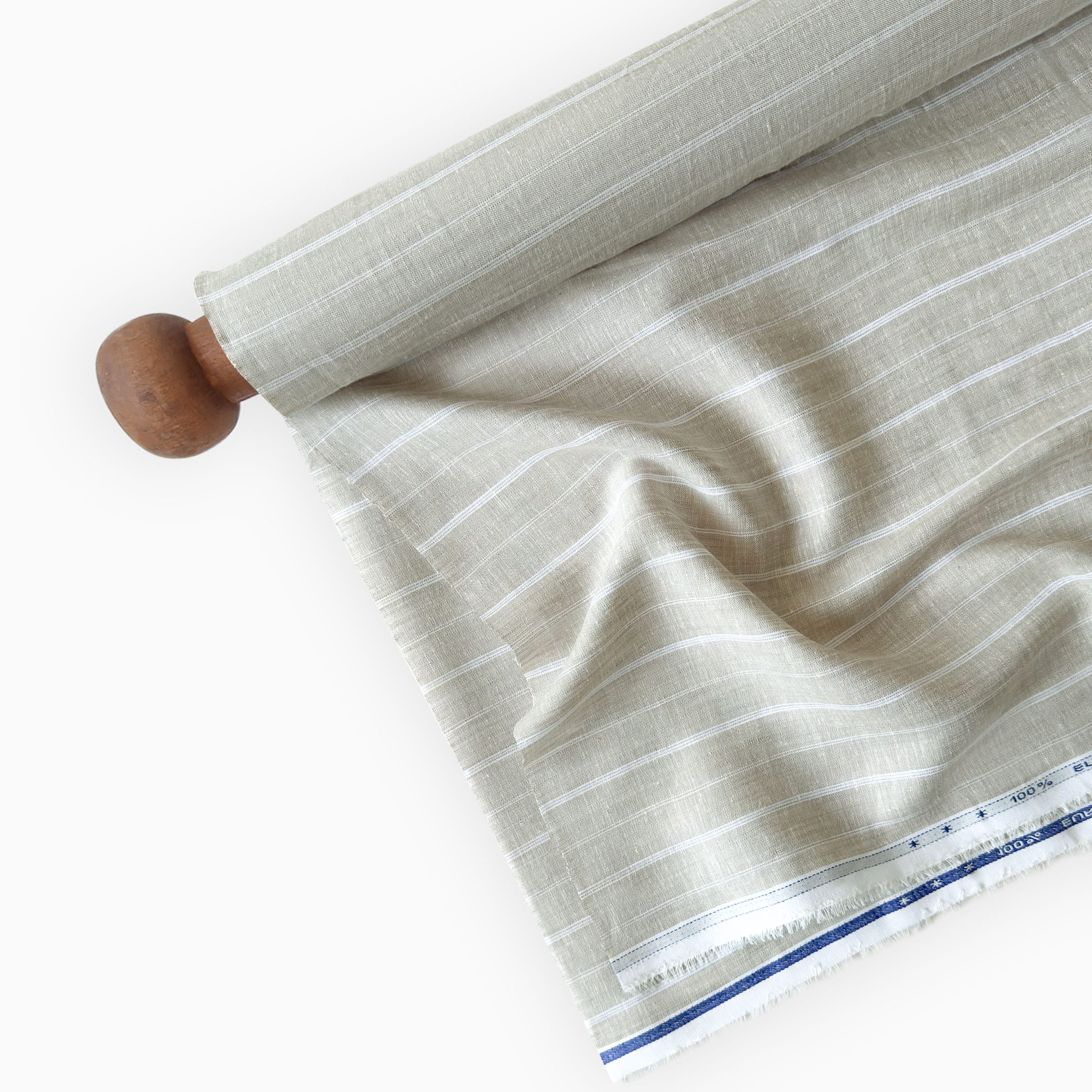 Premium Linen Stripes & Checks Fabric Natural Grey & White Stripes 70 LEA Linen Fabric