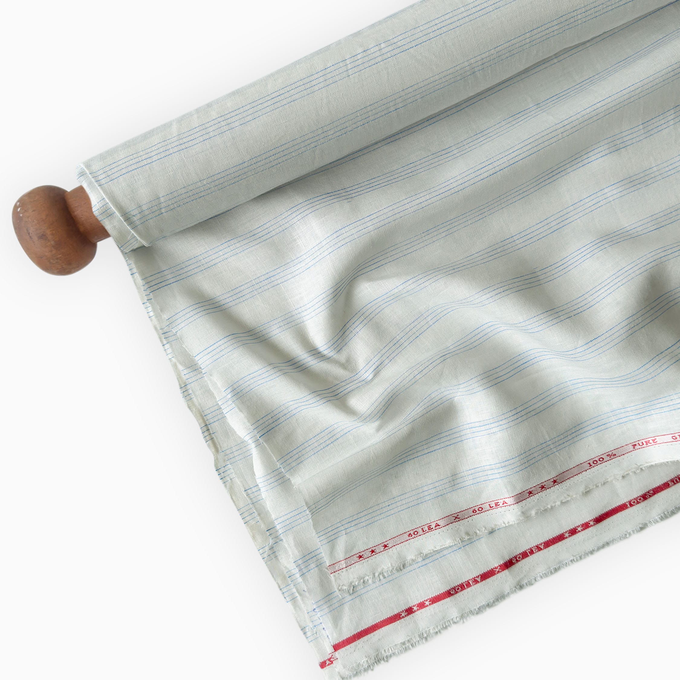 Premium Linen Stripes & Checks Fabric Natural White & Blue Stripes 60 LEA Linen Fabric