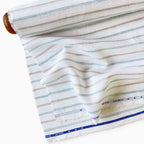Premium Linen Stripes & Checks Fabric Natural White & Green-Grey Stripes 60 LEA Linen Fabric