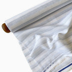 Premium Linen Stripes & Checks Fabric Natural White & Light Blue Stripes 60 LEA Linen Fabric