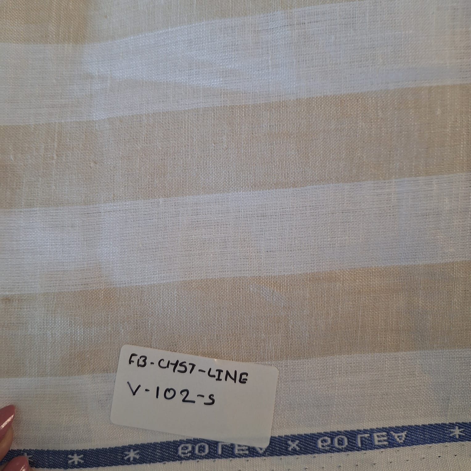 Premium Linen Stripes & Checks Fabric Off-White & Beige Stripes 60 LEA Linen Fabric